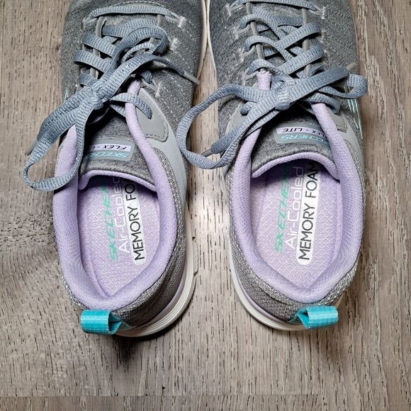 Skechers Flex Appeal 9307 Grey Lilac Memory Foam Trainers Womens Size 8 - Picture 6 of 8